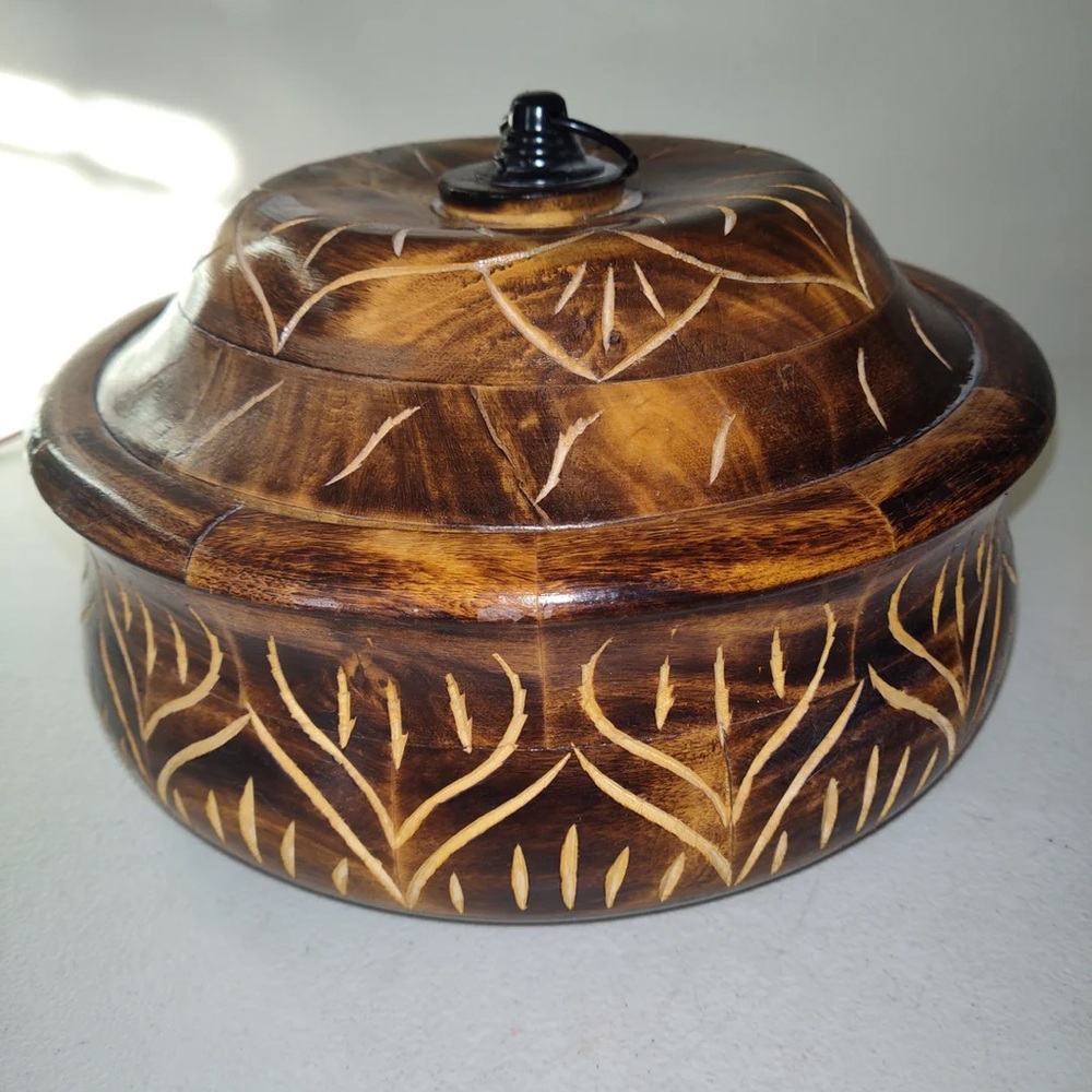 Wooden Handmade Casserole Chapati Box Roti Box Hotpot Hot Case Serving Container